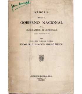 Memoria elevada al Gobierno Nacional en la Solemne Apertura de los