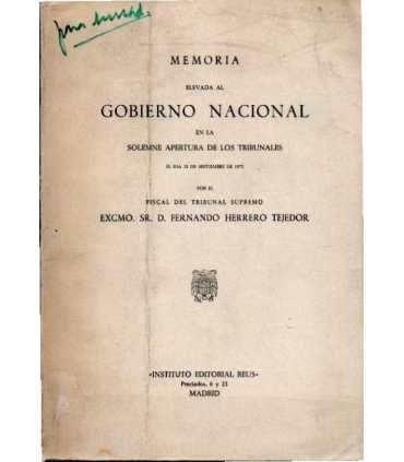 Memoria elevada al Gobierno Nacional en la Solemne Apertura de los