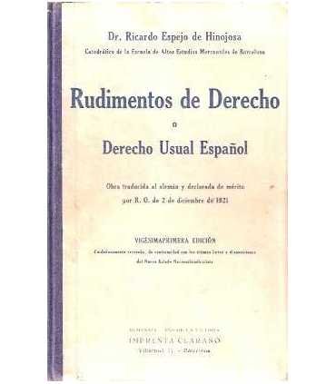 Rudimentos de Derecho o Derecho usual español