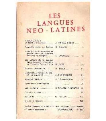 Les langues neo-latines. Bulletin trimestriel. Nº 182
