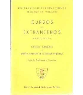 Cursos de extranjeros. Filología hispánica. Lista de profesores y alumnos. Santander 1985