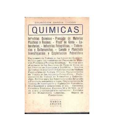 Industrias Químicas. Reglamento de Trabajo
