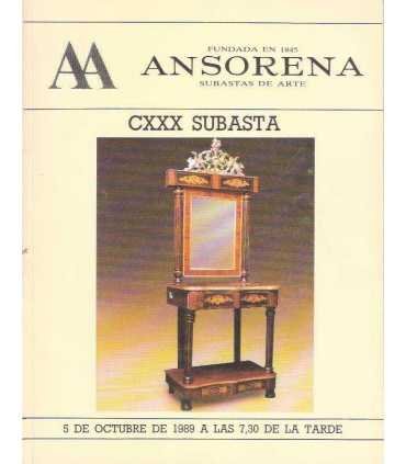 Ansorena, Subastas de Arte. 5 de Octubre de 1989