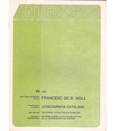 Anthropos, 44. Revista de Información y Documentac