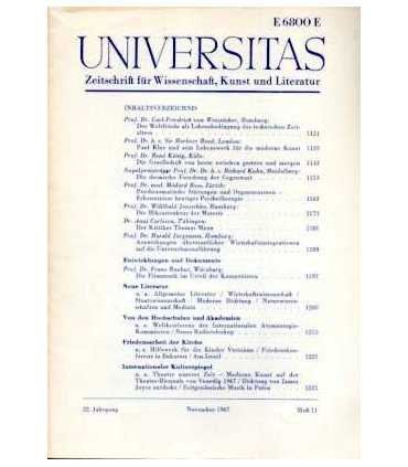 Universitas. E 6800 E. Zeitschift für Wissenschaft