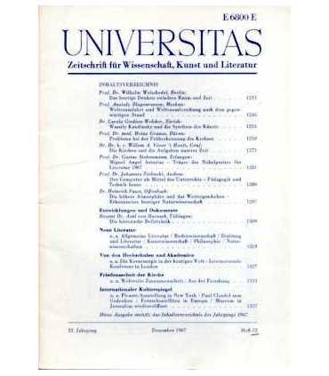 Universitas. Zeitschift für Wissenschaft, Kunst un