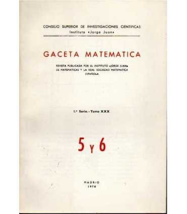 Gaceta Matemática. 1a Serie, Tomo XXX. 5 y 6