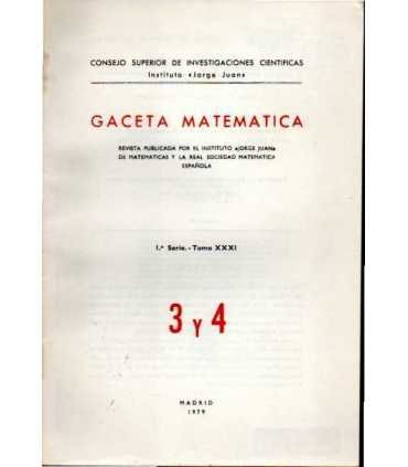 Gaceta Matemática. 1a Serie, Tomo XXXI. 3 y 4