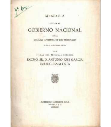 Memoria elevada al Gobierno de S.M. en la Solemne