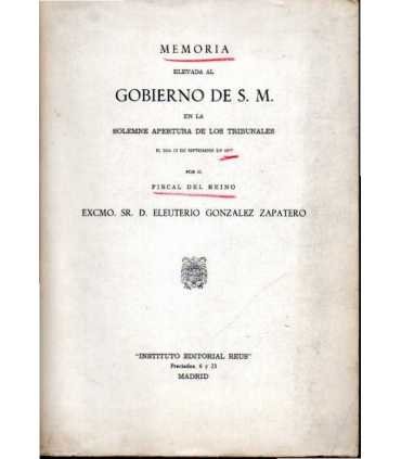 Memoria elevada al Gobierno de S. M. en la Solemne