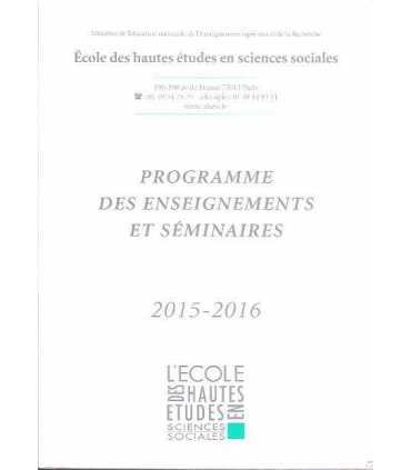Programme des enseignements et séminaires. 2015-20