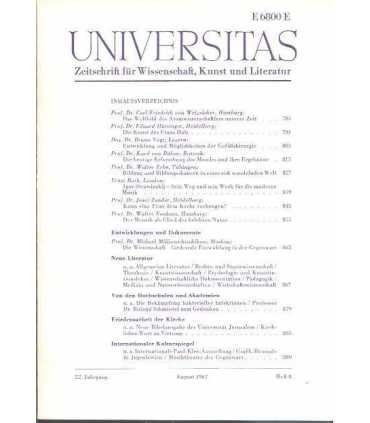 Universitas. Zeitschift für Wissenschaft, Kunst un