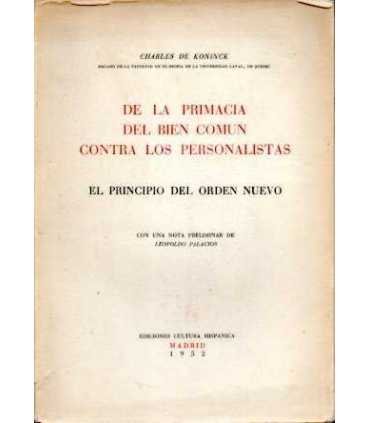 De la primacía del bien común contra los personali