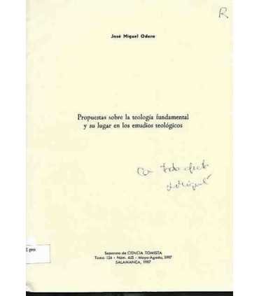 Propuestas sobre la teología fundamental y su lugar en los estudios teológicos