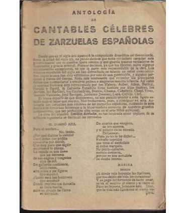 Antología de cantables célebres de zarzuelas españolas
